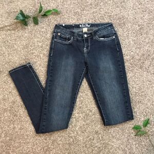 Red Rivet Girls Jeans Blue Bedazzled Low Rise Junior Sz 1 Small Denim Womens